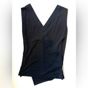 AllSaints Apryl top, black, V-neck, asymmetrical, size UK10/US6, EUC